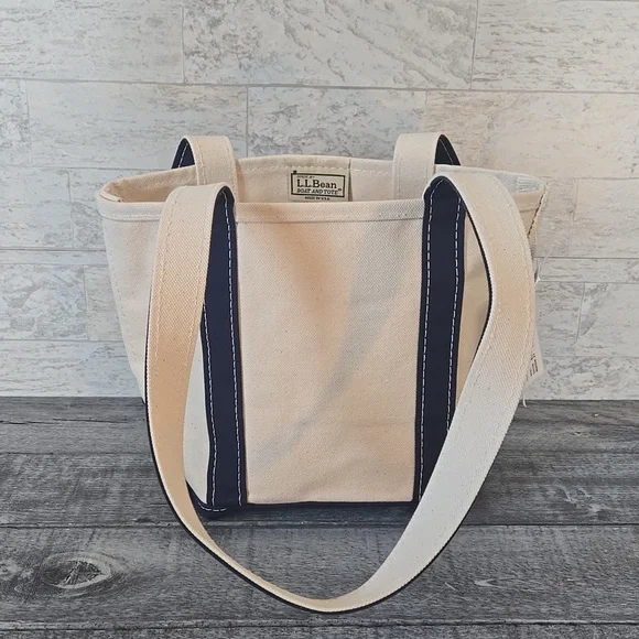 NWT L.L. Bean Canvas Boat & Tote Bag Long Straps Perfect For Shoulder Bag - Picture 4 of 12